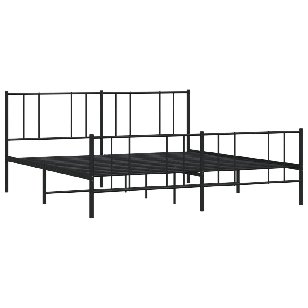 Giroletto con Testiera e Pediera-Struttura Letto Metallo Nero 200x200 cm 997936