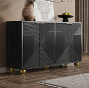 Credenza 120x35x71.5 cm con 4 ante; ripiani regolabili; MDF nero