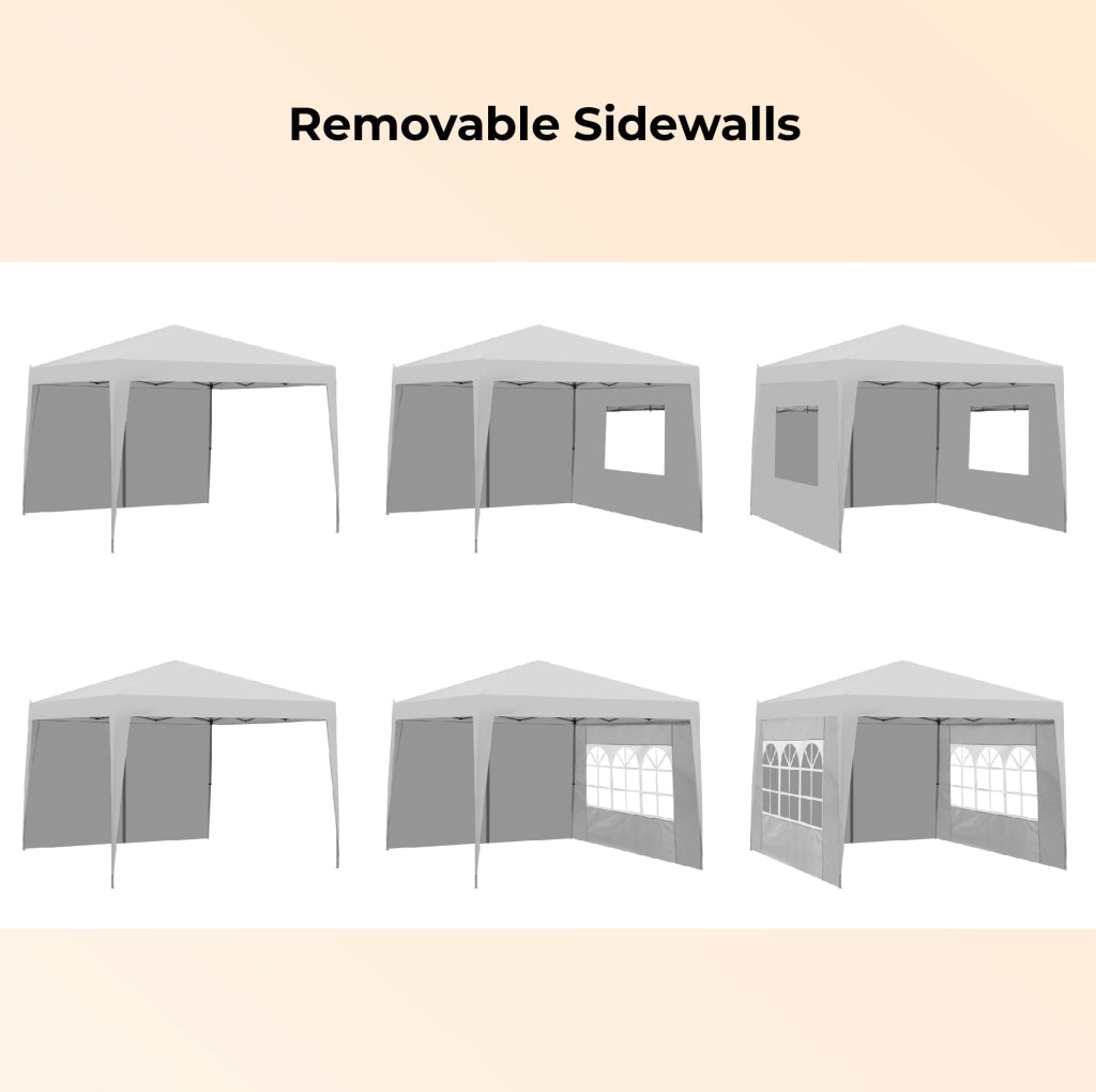 Gazebo pieghevole 3x3 m blu con pareti laterali e sacchi di sabbia