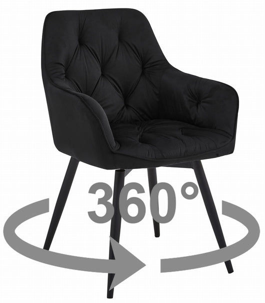 Sedia girevole in velluto VALORA LUKK360 - Nero x 2