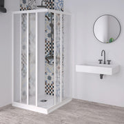 Box doccia acrilico 1.8 mm 2 lati apertura angolare scorrevole telaio bianco - Misura 70 x 120 x 190h 