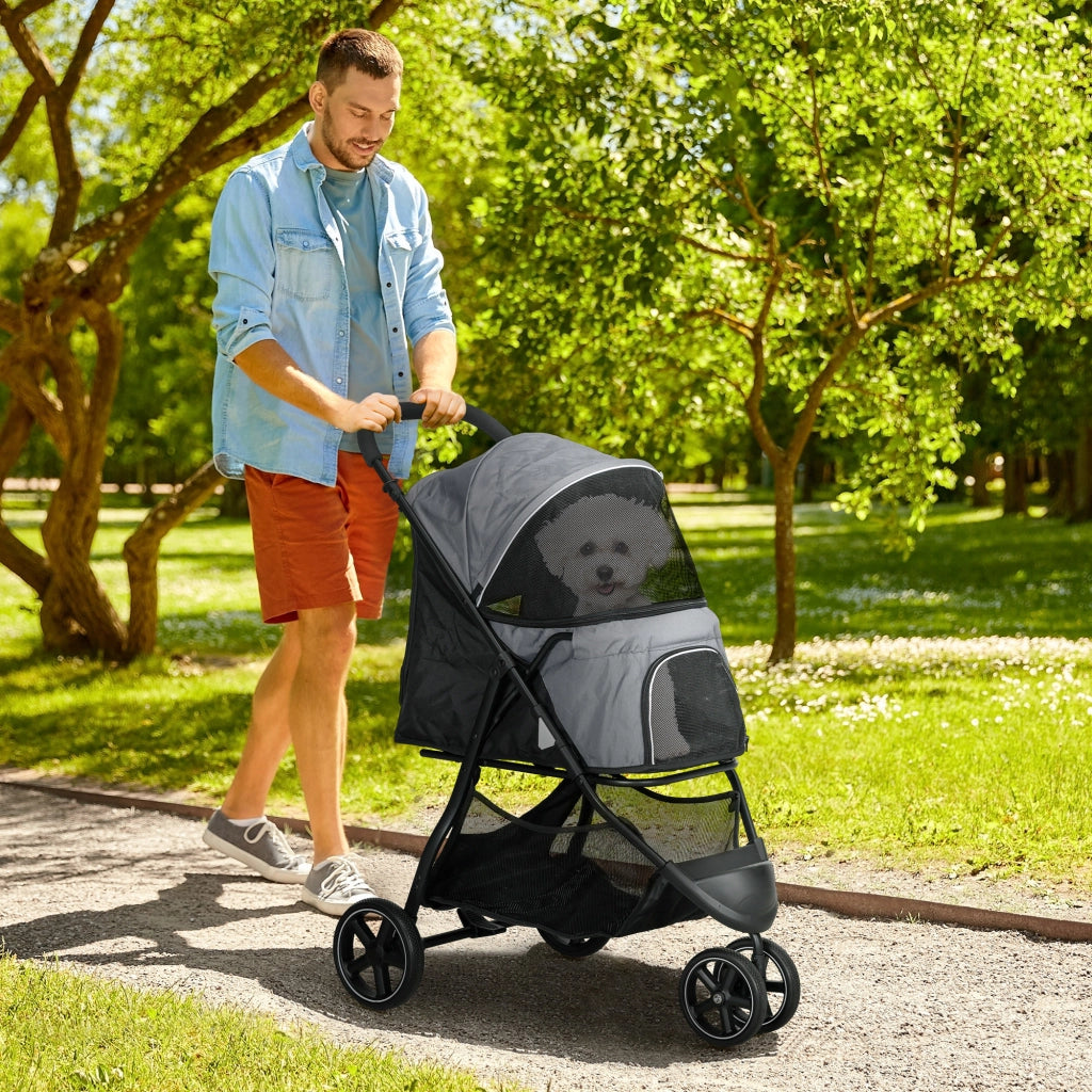Carrello per animali domestici pieghevole ¨C zephmum ¨C Grigio e nero 83x55x101 cm