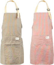 Set di 2 Grembiuli da Cucina Adattabili – Con 2 Tasche per Signore e Signori – Adatto per Cucinare, Cuocere e Ristorazione