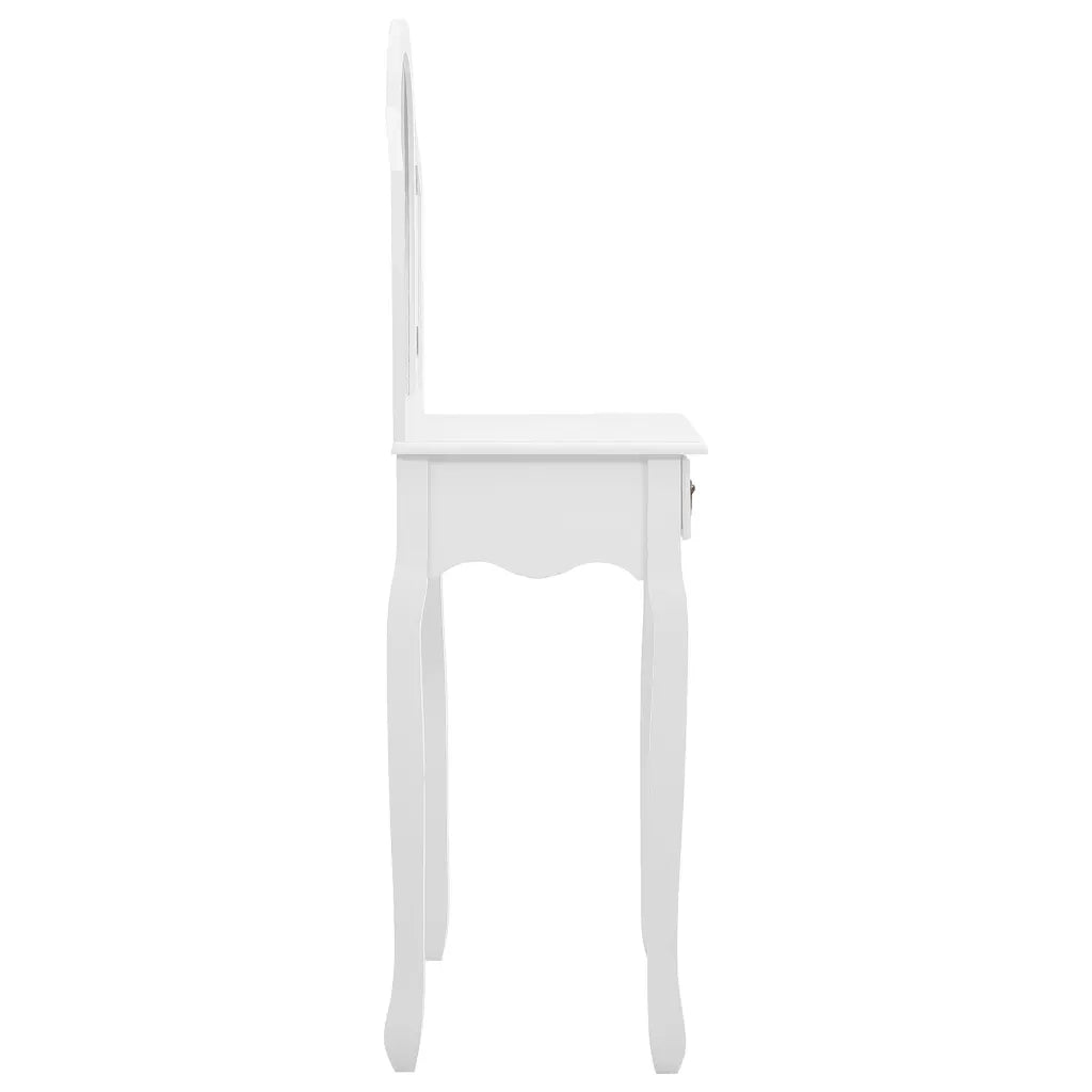 Toeletta | Tavolo da Trucco e Sgabello Bianco 65x36x128 cm Paulownia e MDF
