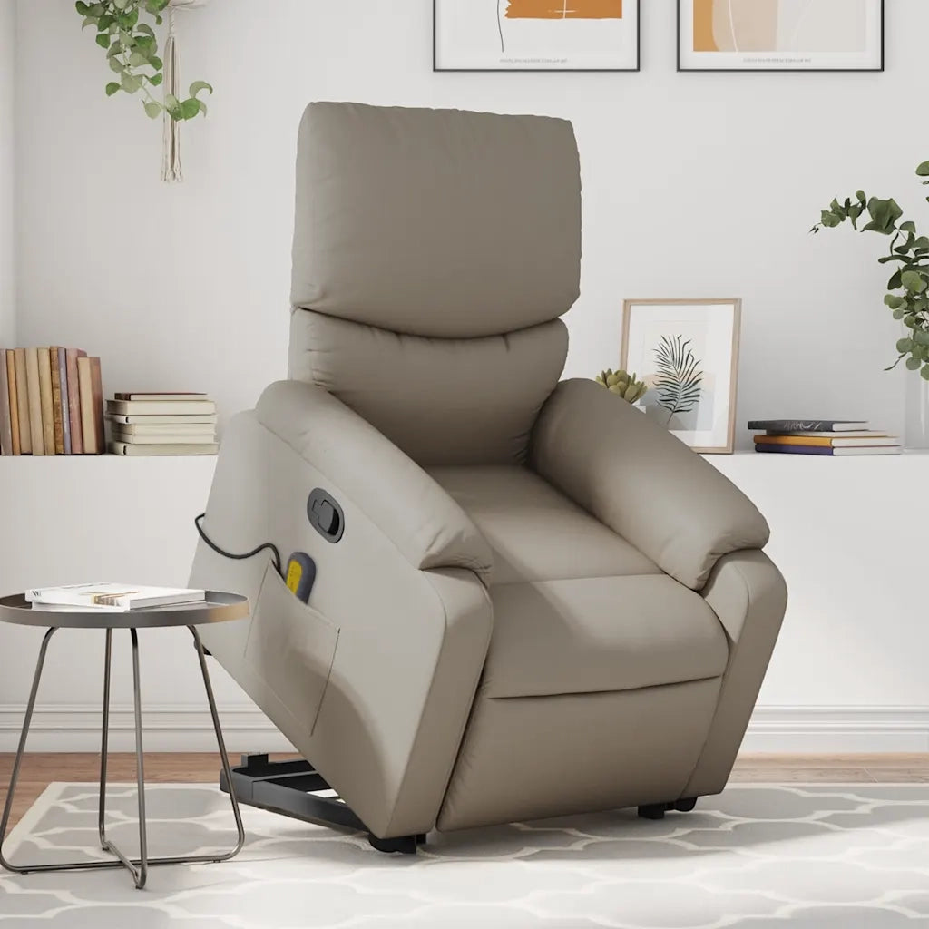 Poltrona Alzapersone Massaggi Reclinabile Cappuccino Similpelle 3204899