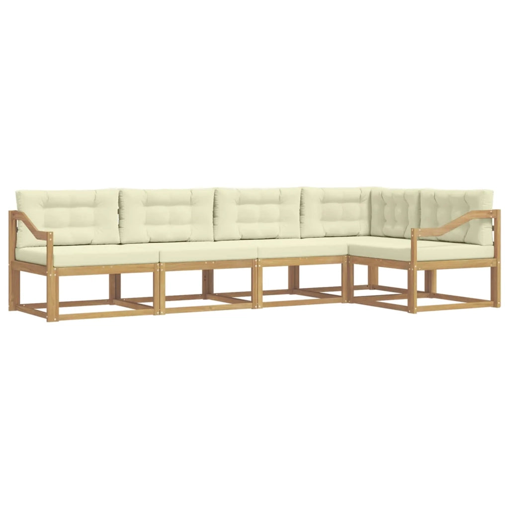 Set di divani da esterno 4 pcs Bianco e Crema Poliestere