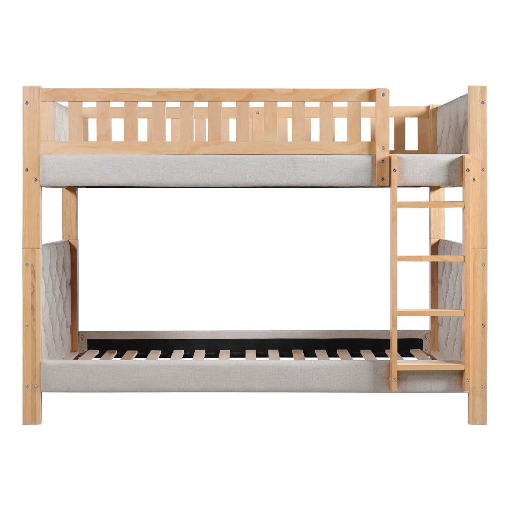 Letto a Castello per Bambini ¨C MINIMAL ¨C Legno, Grigio/Naturale, 90x200