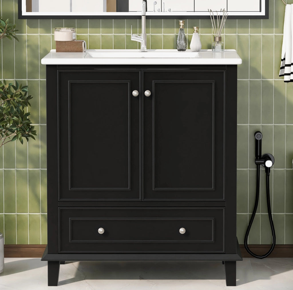 Mobile bagno con lavabo integrato, 73x45x87 cm, nero