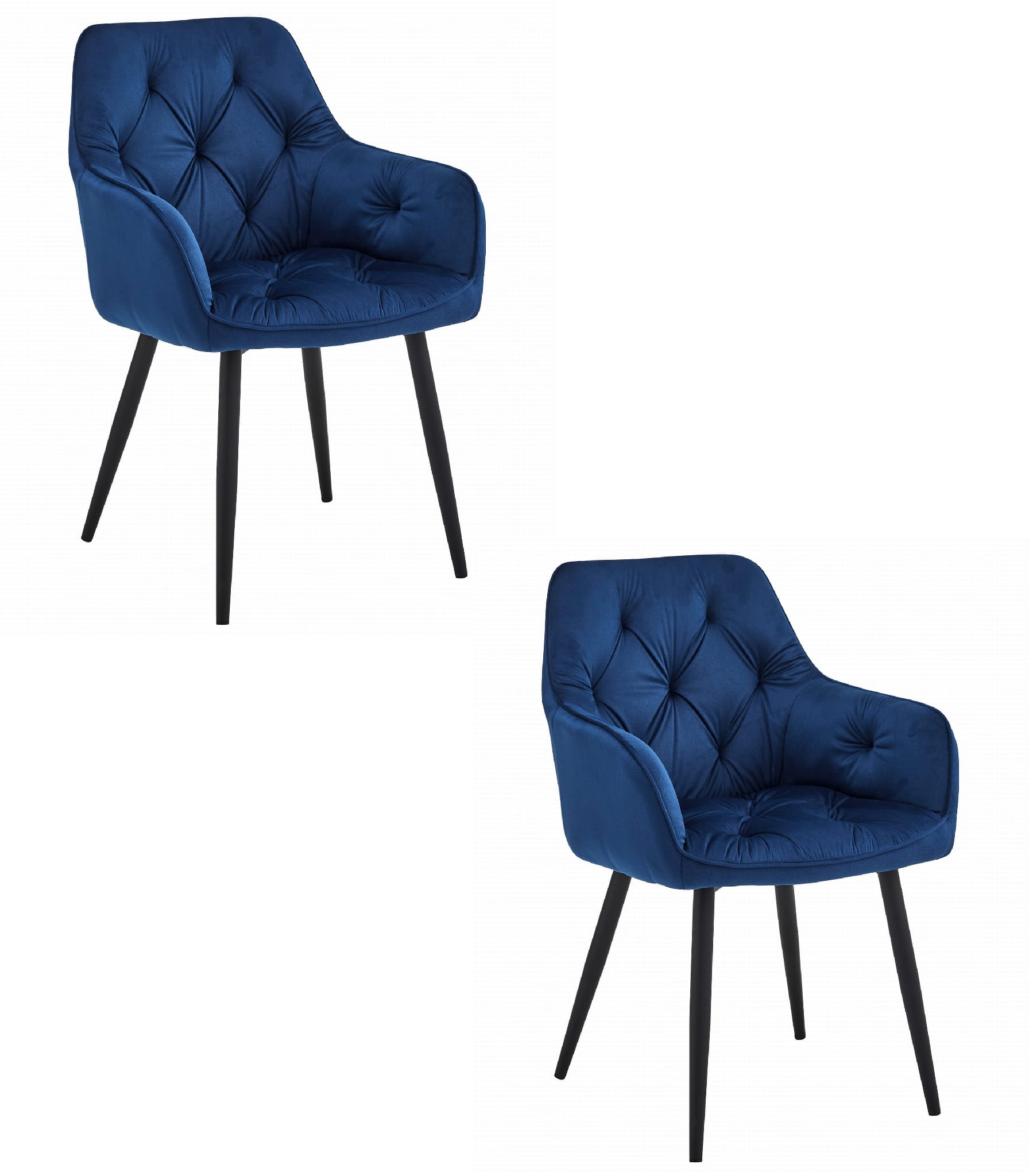 Sedia VALORA LUKK - Velluto blu navy per soggiorno, cucina, sala da pranzo x 2