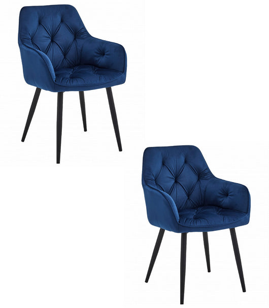 Sedia VALORA LUKK - Velluto blu navy per soggiorno, cucina, sala da pranzo x 2