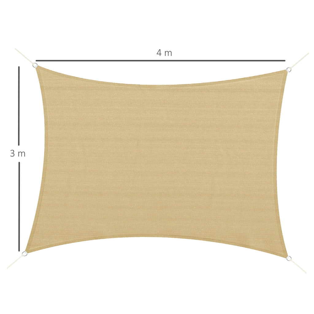 Tenda da sole rettangolare 4x3m ¨C zephmum ¨C beige HDPE UV