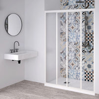 Box Porta Doccia Acrilico 1.8 MM 1 Lato Apertura Scorrevole Telaio PVC Bianco - Misura 140-150 x 190h 
