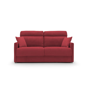 Margot Divano letto matrimoniale con schienale morbido alto in tessuto T02 196 cm (mat. 160x197) rosso