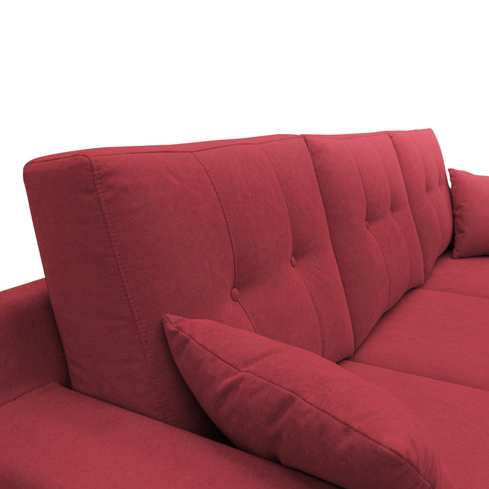 Danish Divano angolare REVERSIBILE in tessuto morbido impermeabile T02 237 cm rosso