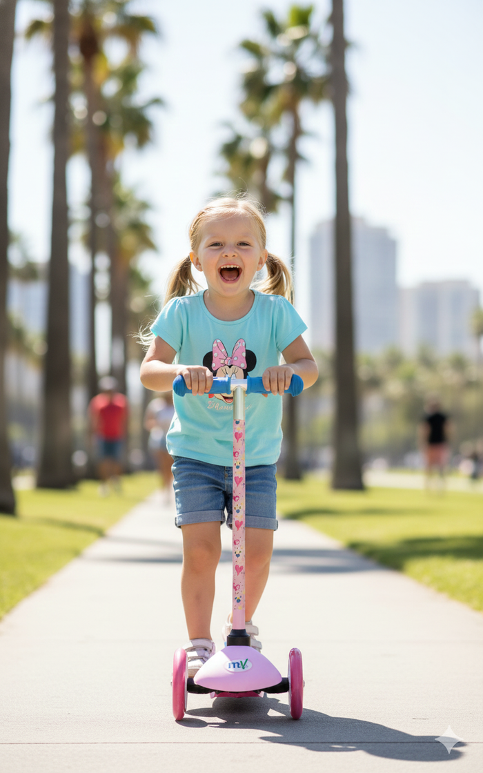 Monopattino Evolutivo a 3 Ruote con Cuscinetti ABEC-5 e Freno a Pedale Posteriore Disney Minnie Rosa