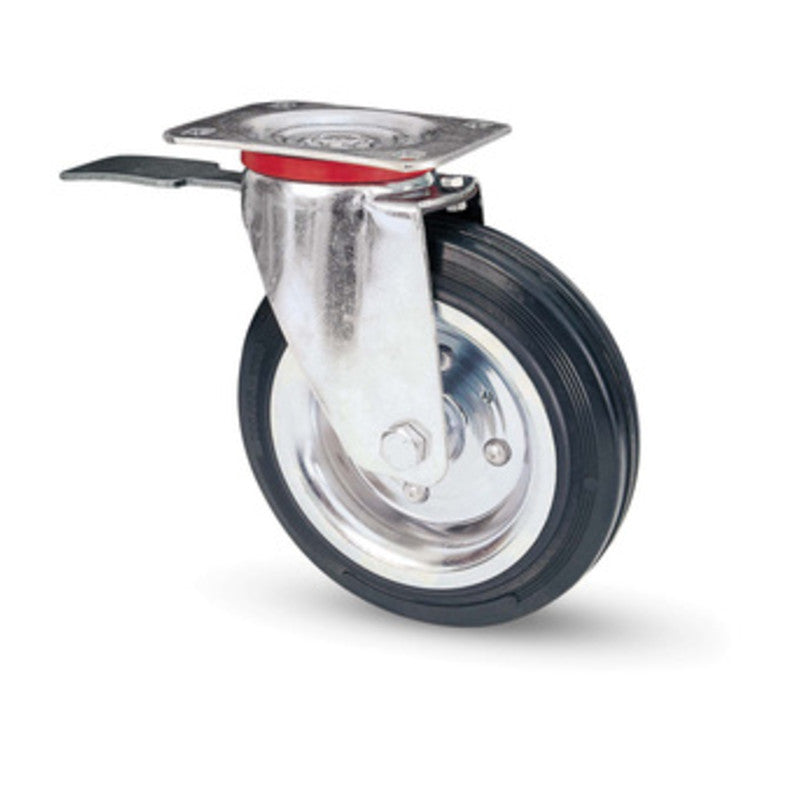 RUOTA INDUSTRIALE D 125 MM GOMMA 80BIS PIASTRA GIR FRE