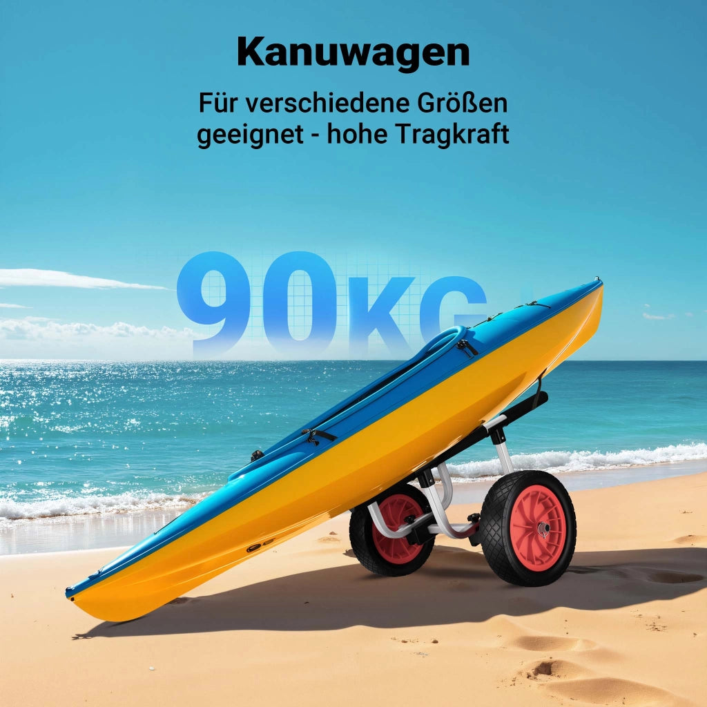 Carrello da trasporto in alluminio con ruote grandi in PU Ø 31 cm Larghezza regolabile Per kayak