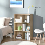 MOBILE LIBRERIA MODERNO A 6 CUBI IN LEGNO, 65.5X30X97.5 CM, COLOR ROVERE