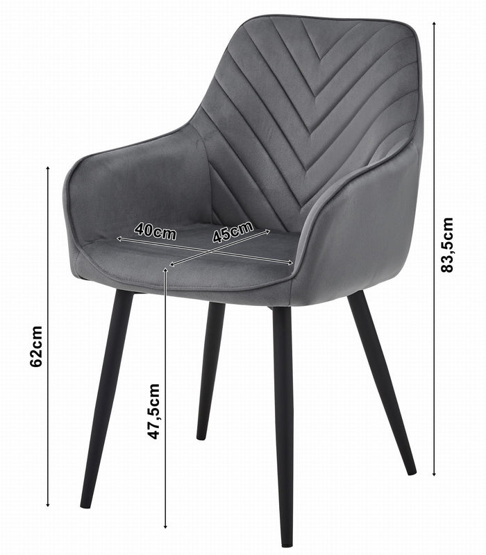Sedia da pranzo Valora WAAV - Velluto grigio scuro con gambe nere x 1