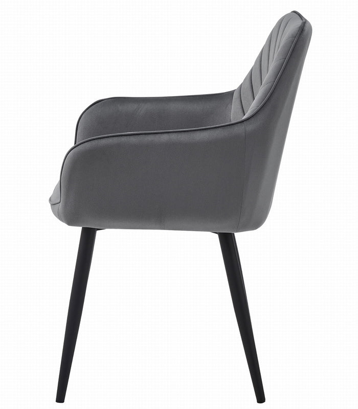 Sedia da pranzo Valora WAAV - Velluto grigio scuro con gambe nere x 1
