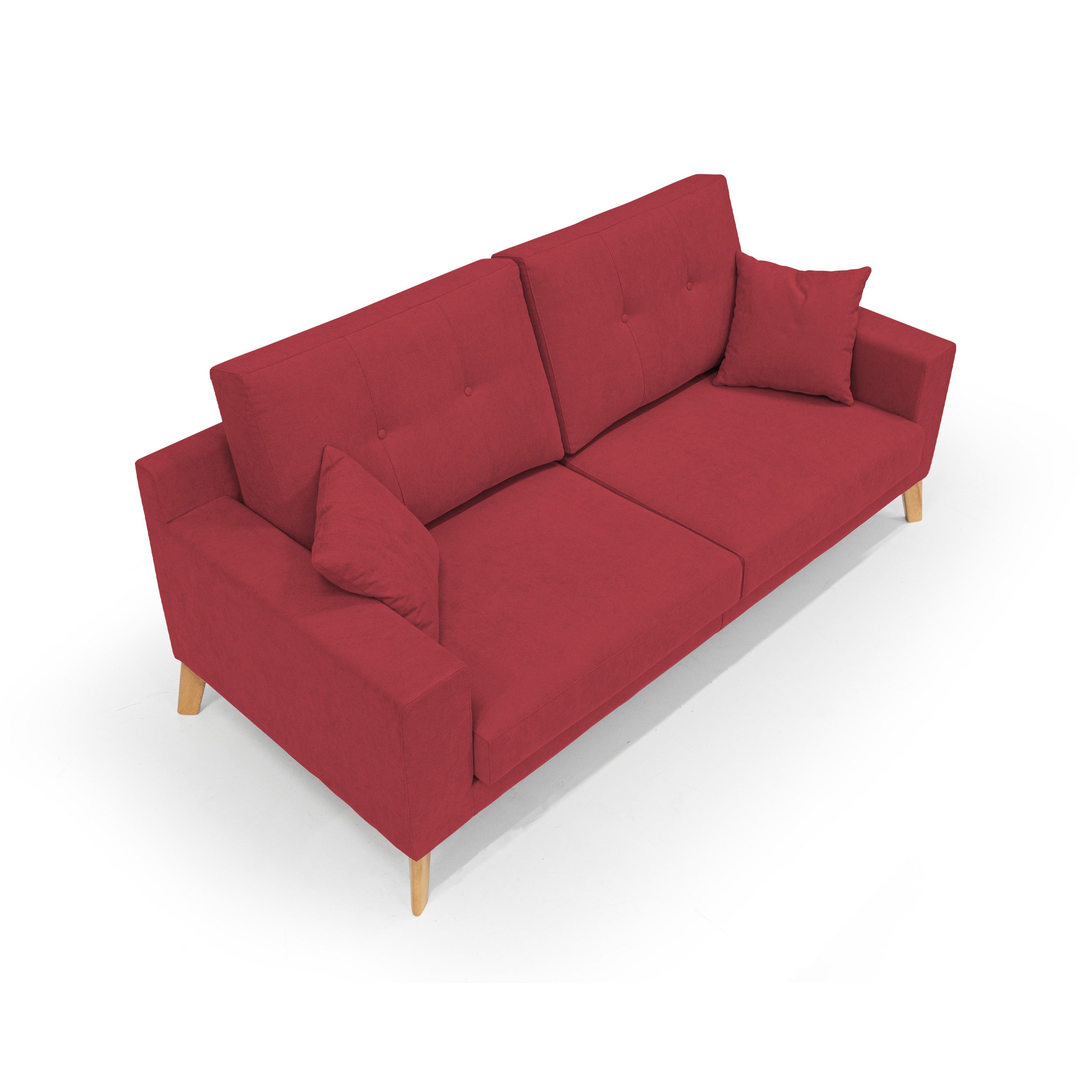 Danish Divano moderno in tessuto morbido impermeabile T02 166 cm rosso