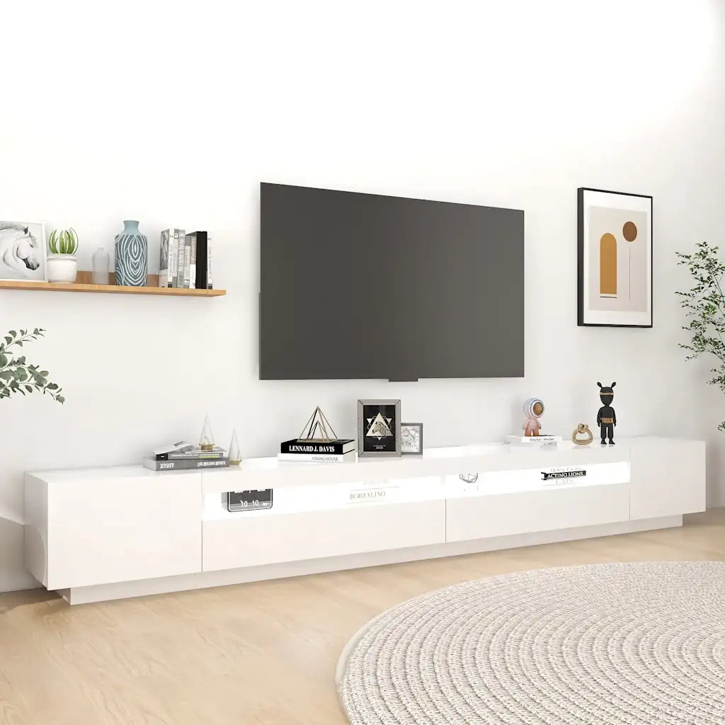 Mobile TV | Armadietto TV | Mobile Porta TV con Luci LED Bianco 300x35x40 cm