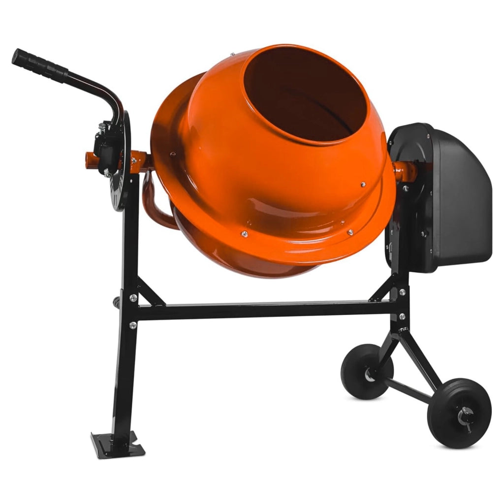 Betoniera Elettrica 140 Litri 550 Watt Impastatrice Miscelatore Cemento Con 2 Ruote E Certificazione CE Telaio In Acciaio Per Malta Calcestruzzo 30 Giri Al Minuto Colore Arancione