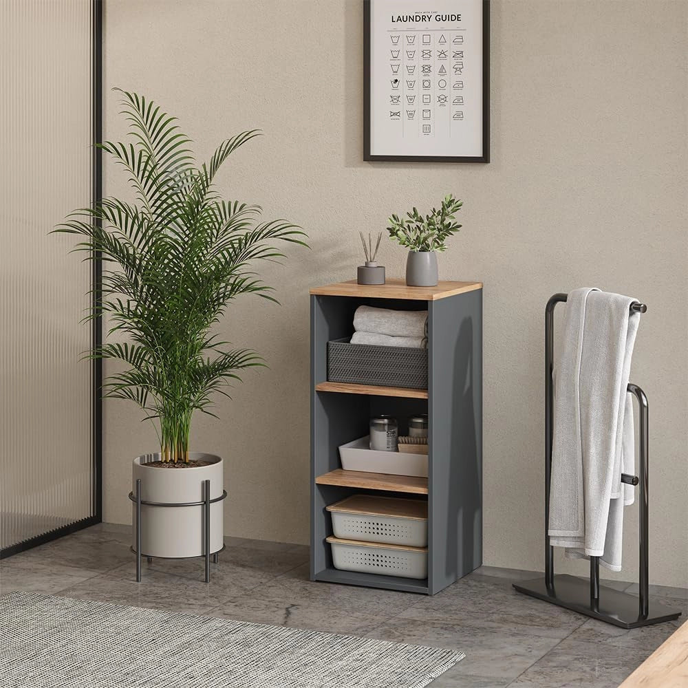 Mobiletto midi Viktor, Antracite/quercia dorata, 40.2 x 88.2 cm