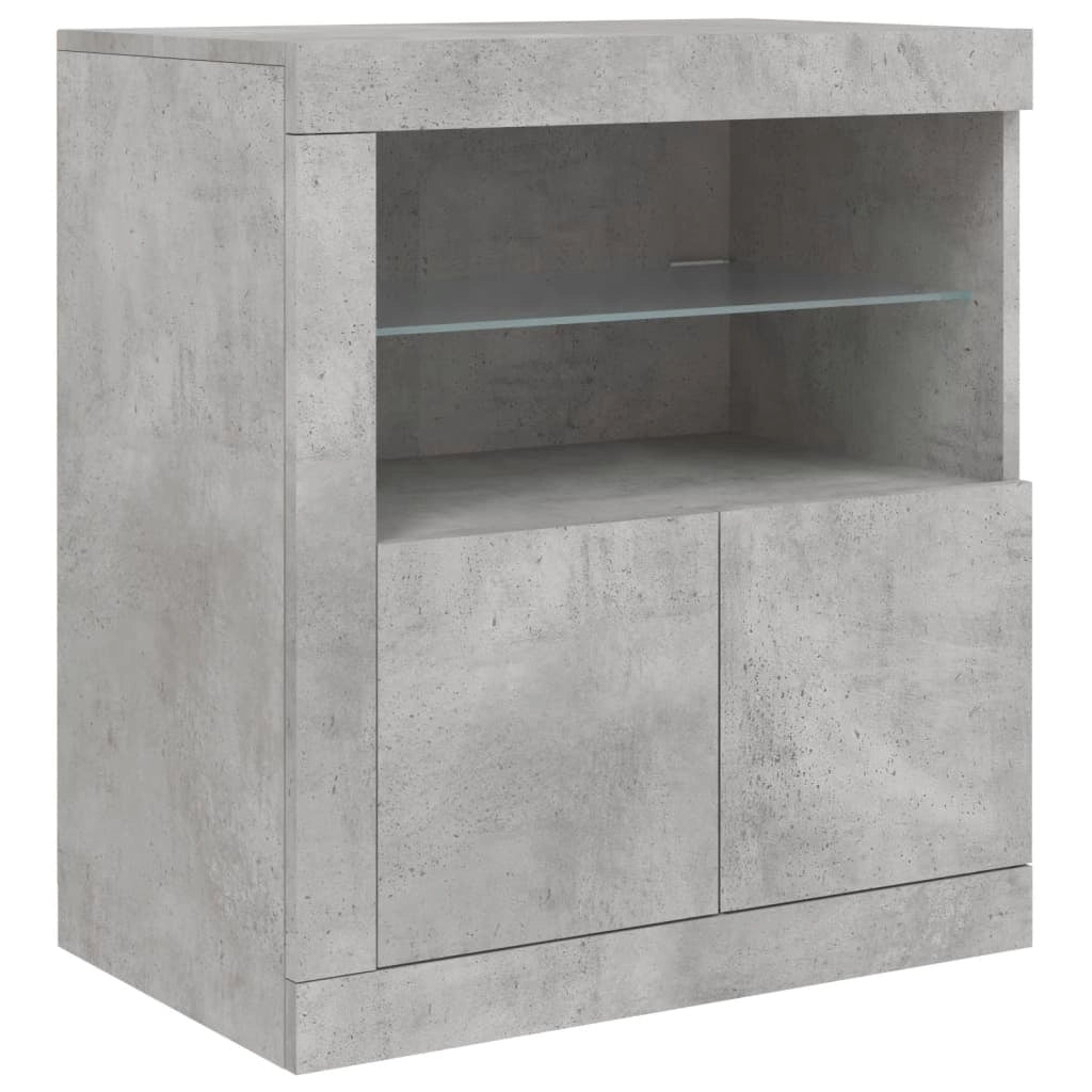 Buffet credenza cassettiera armadio mobile contenitore organizer per cucina soggiorno salotto con luci LED 283 x 37 x 67 cm grigio 02_0029994