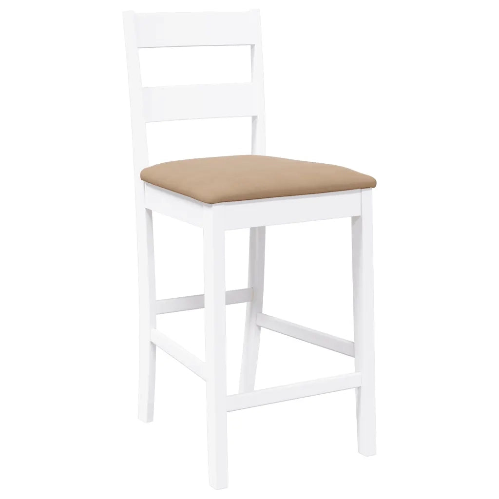 Sgabelli da Bar con Cuscini 2 pz Bianco Legno Massello di Hevea 4102562