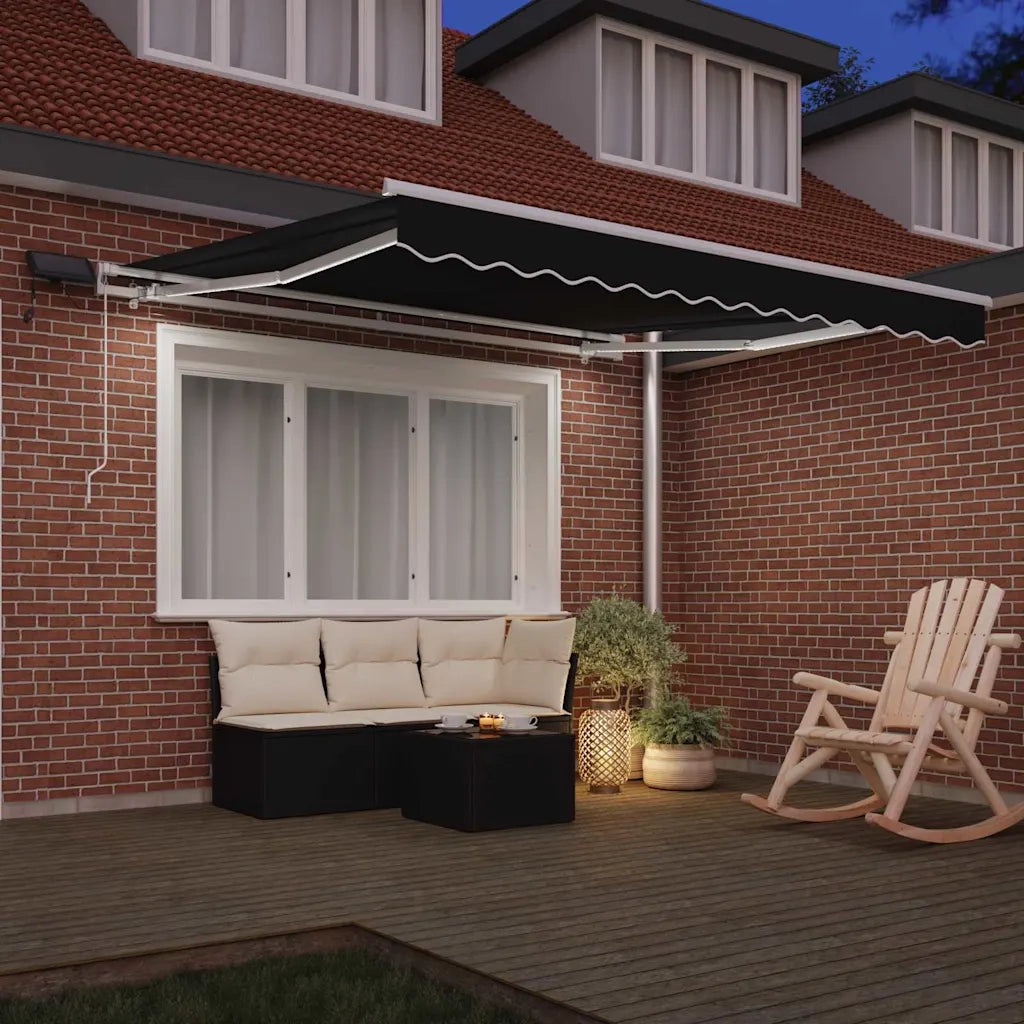 Tenda retrattile-Tenda parasole per balcone Nero 300 x 250 cm Tessuto e acciaio