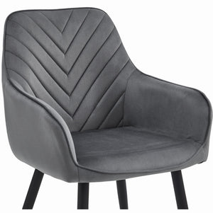 Sedia da pranzo Valora WAAV - Velluto grigio scuro con gambe nere x 1