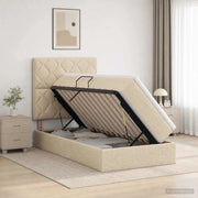 Letto con contenitore LED e materasso Crema 90 x 200 cm Tessuto 3459985
