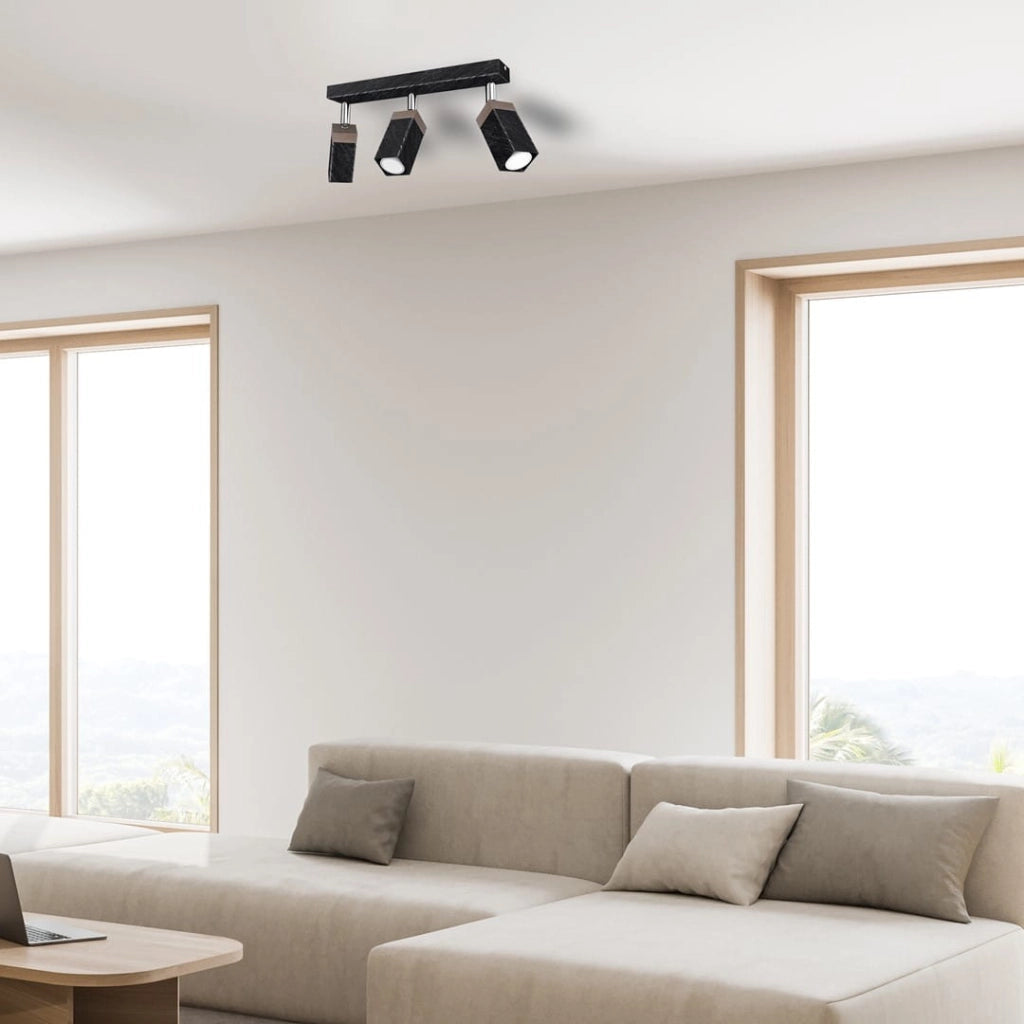 Plafoniera Milagro Solo 3xGU10 40W nera legno 30cm