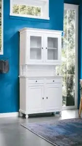 Credenza cristalliera napoletana in legno 2 ante Shabby chic bianco
