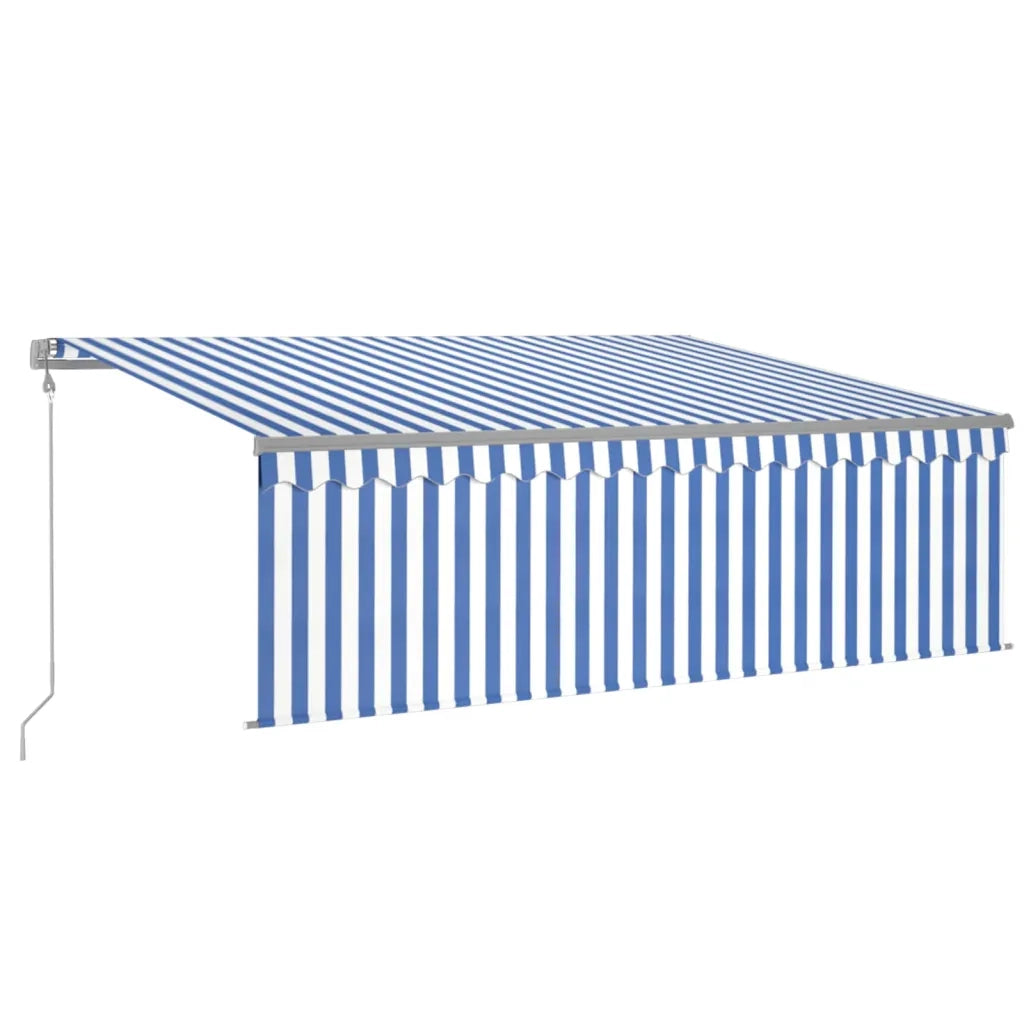Tenda Automatica Parasole LED Sensore Vento 4,5x3 m Blu Bianco 3069451