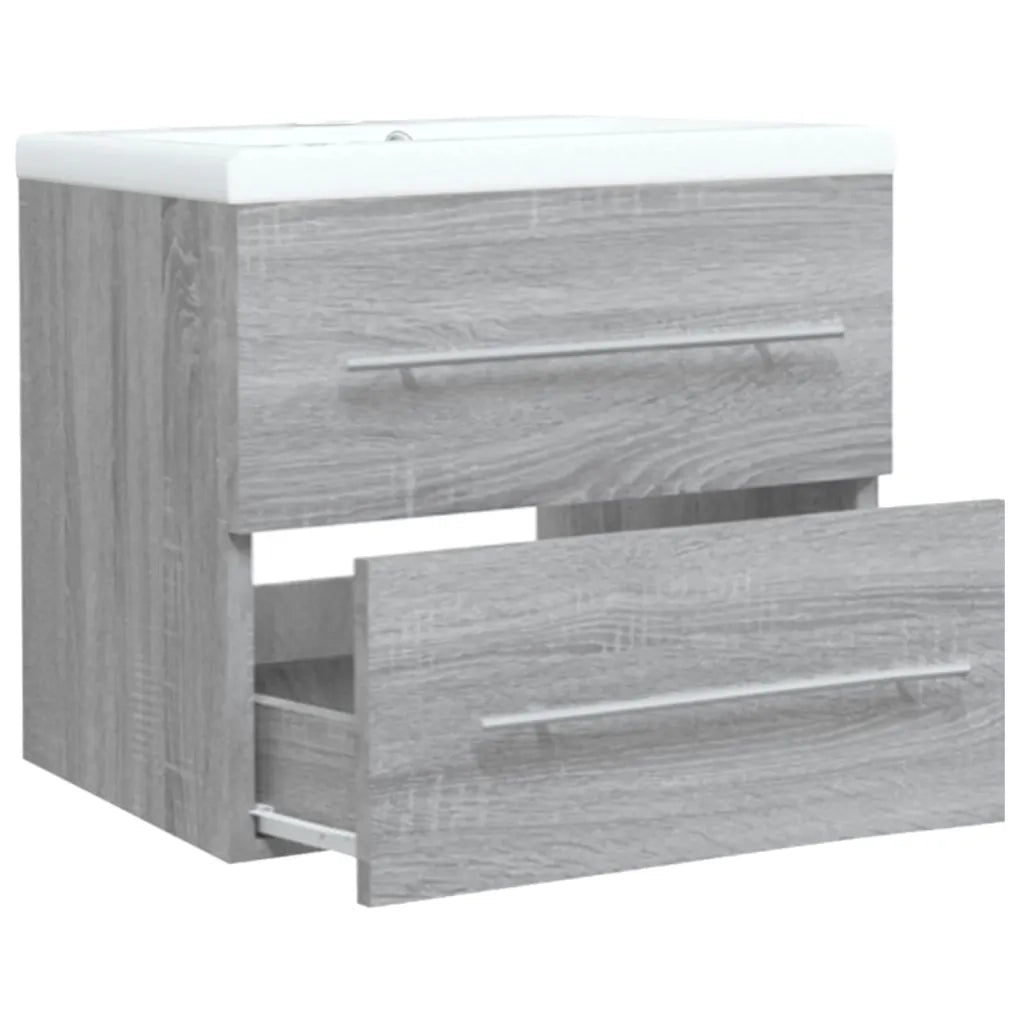 Mobile Bagno e Lavabo Integrato Grigio Sonoma Legno Multistrato cod mxl 71910