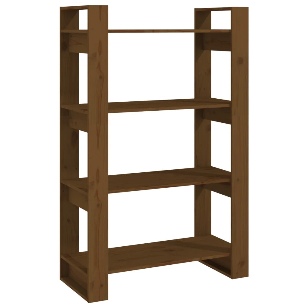 Libreria Divisorio-Scaffale per Libri-Mobile di Stoccaggio Ambrato 80x35x125 cm Legno Massello di Pino