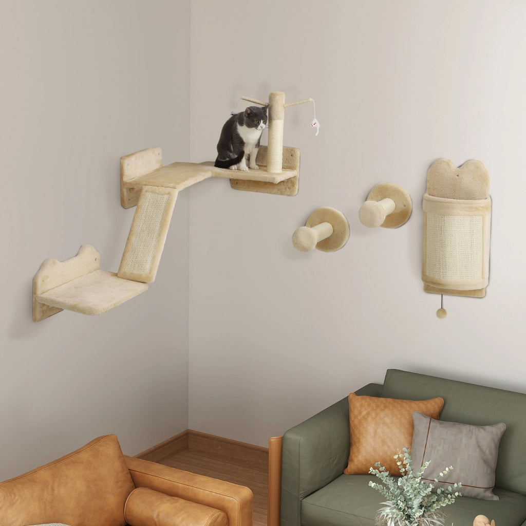 Libreria a muro per gatti ¨C zephmum ¨C beige 4 pezzi