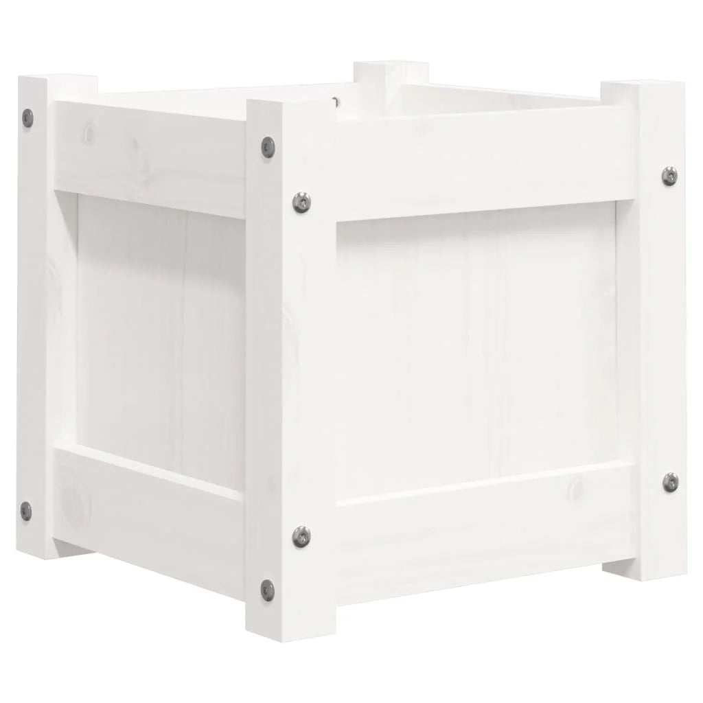 Fioriera rialzata per piante fiori terrazza giardino 31 x 31 x 31 cm legno di pino massiccio bianco 02_0037499