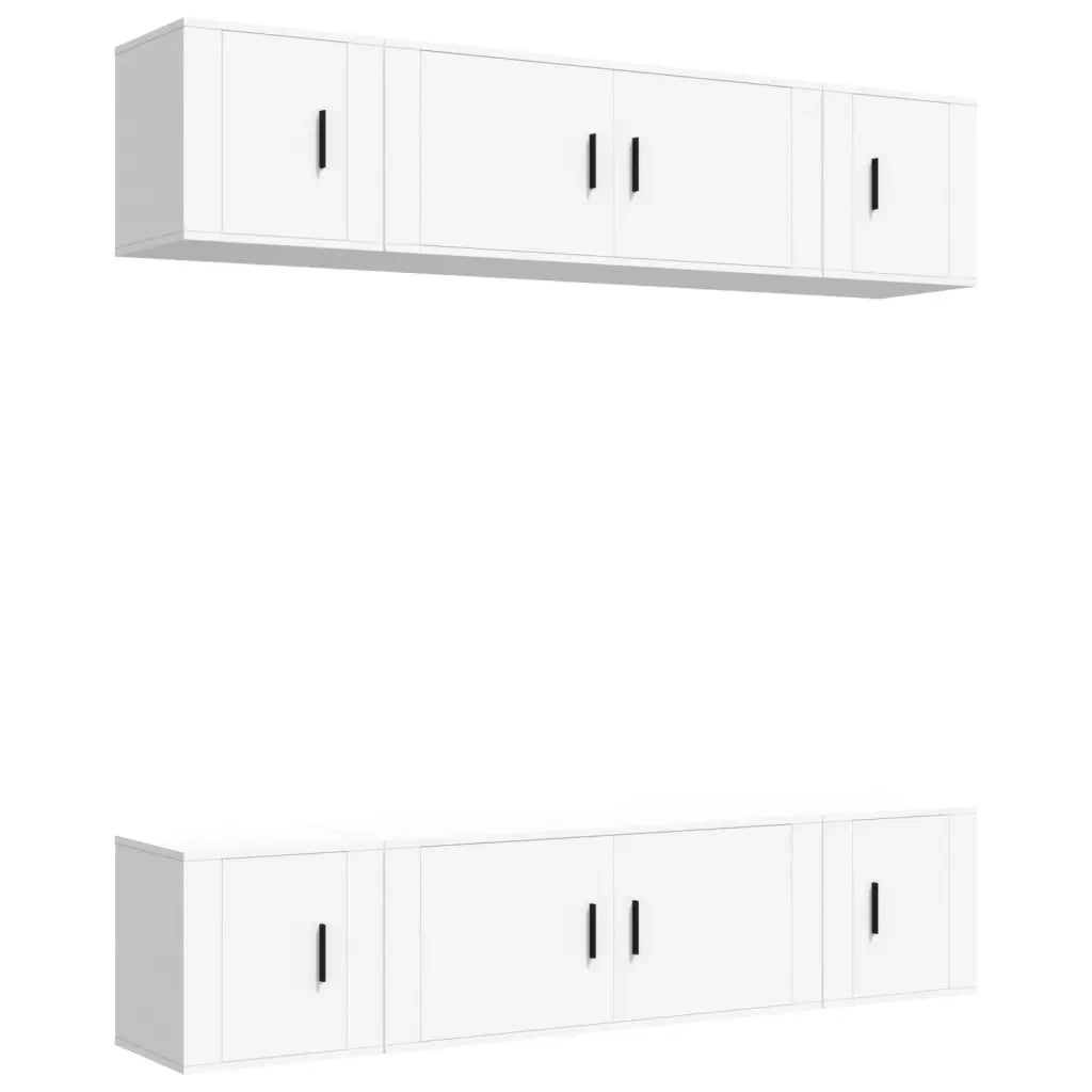 Set di Mobili Porta TV 6 pz-Set di 6 Credenza per TV Bianco in Legno Multistrato 871581