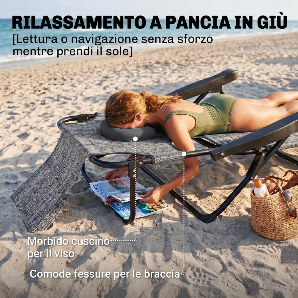 Poltrona da giardino reclinabile pieghevole ¨C zephmum ¨C grigio 145x72x89 cm