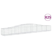 Cestini gabbioni recinzione a gabbia muro di contenimento ad arco 25 pezzi 400 x 50 x 40/60 cm ferro zincato argento 02_0040720