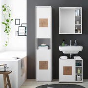 Cassettiera bagno alta in legno bianco applicazioni 40 x 190 x 30 cm cassettiera bagno alta