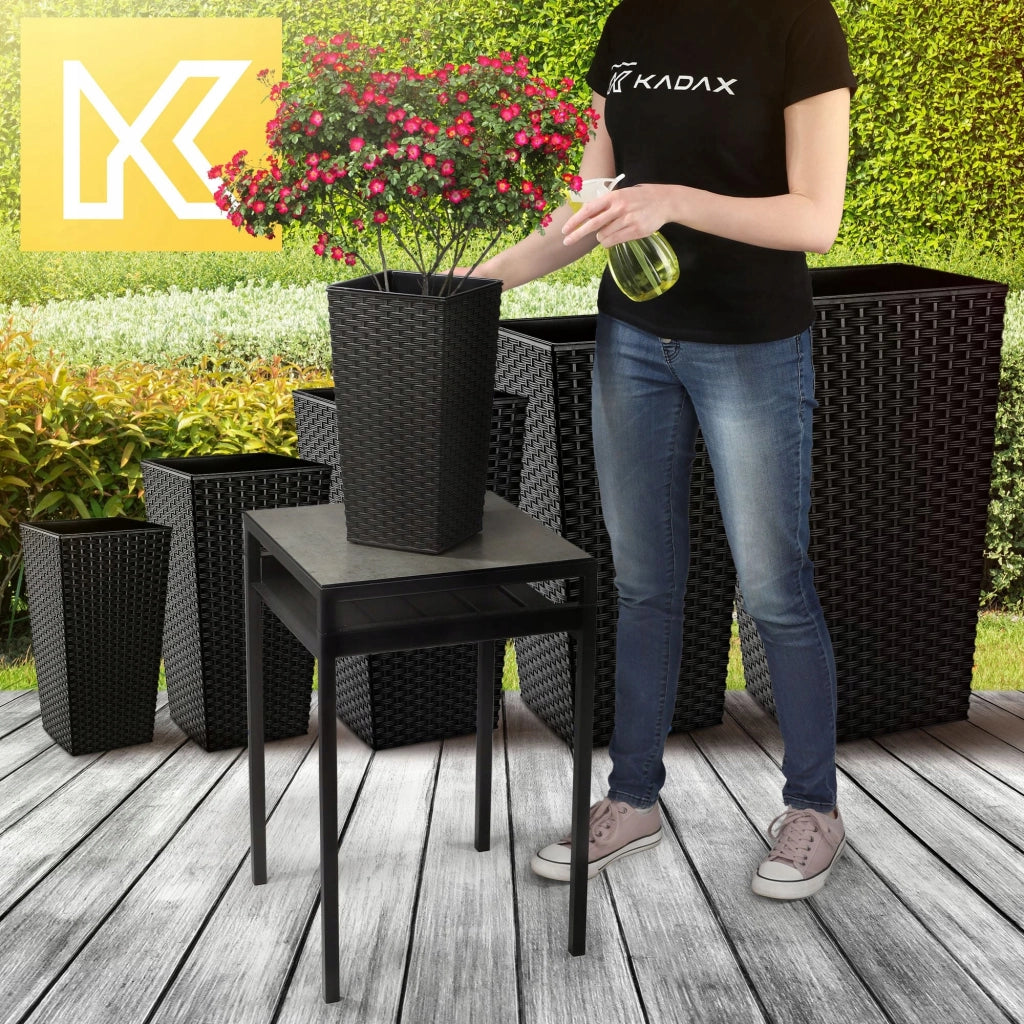 Vaso da giardino KADAX con inserto per fiori, grande e alto, 18x36 cm, nero.