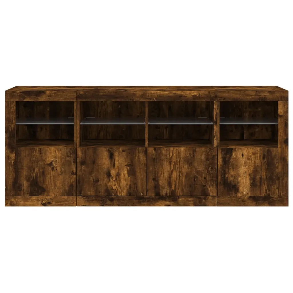 Credenza con Luci LED Rovere Fumo 163x37x67 cm 3209076
