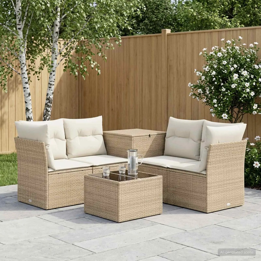 Set di divani 6 pz Beige e Bianco Crema 3447360