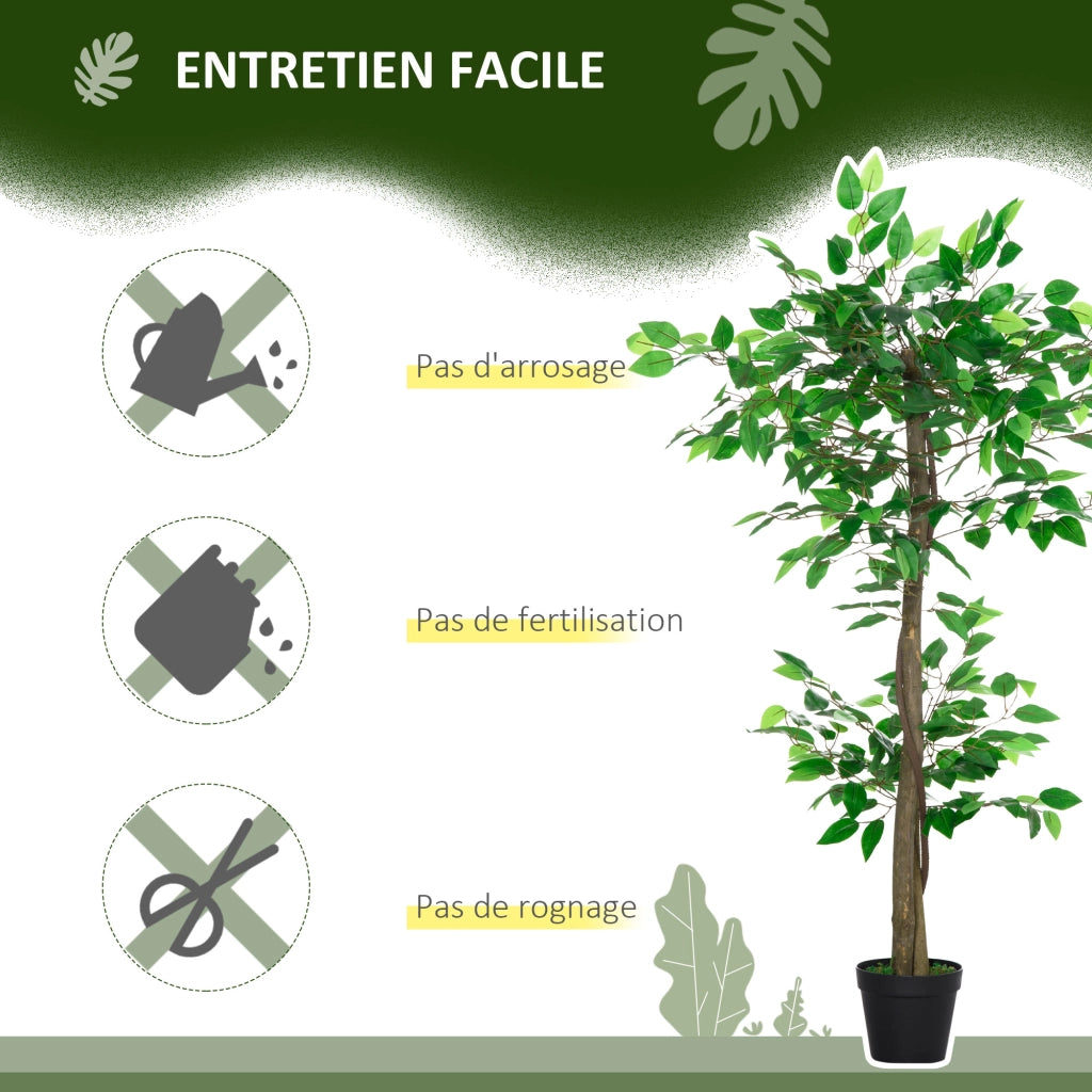 Ficus Artificiale Pianta Decorativa ¨C zephmum ¨C 120 cm Verde Realistico con Vaso