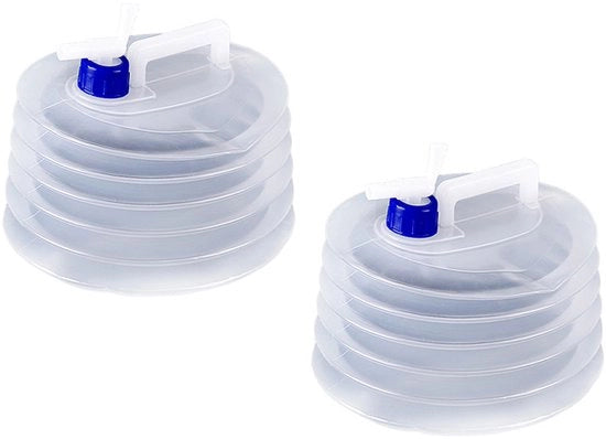 Due contenitori acqua da 15L opvoluti - Secchiello da viaggio - Contenitore acqua portatile - Otre da acqua per campeggio - Con maniglia - Adatto per camper, campeggio, escursioni, barbecue, viaggi e attività all'aperto - Translucido