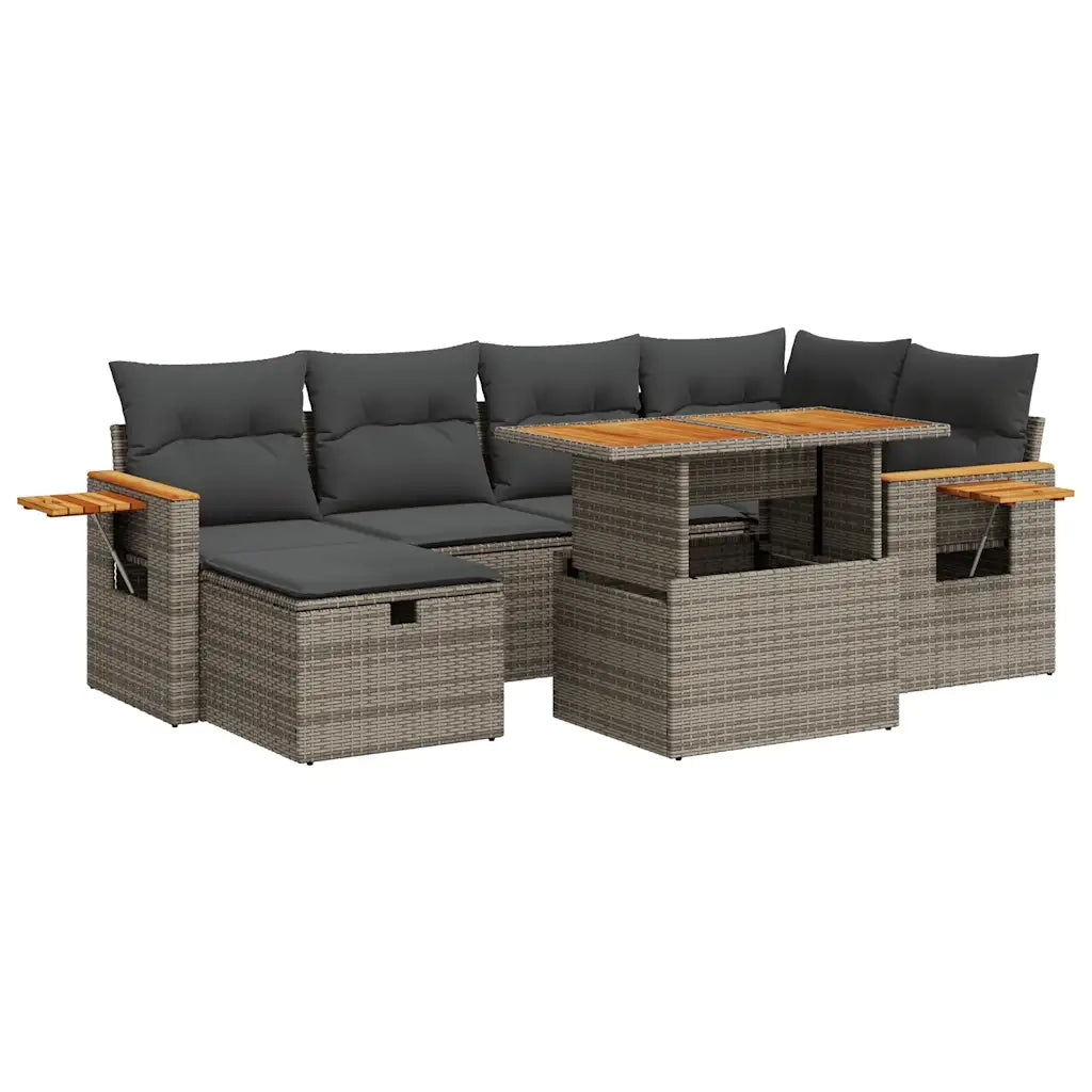 vidaXL Set Divano da Giardino 8 pz con Cuscini Grigio in Polyrattan